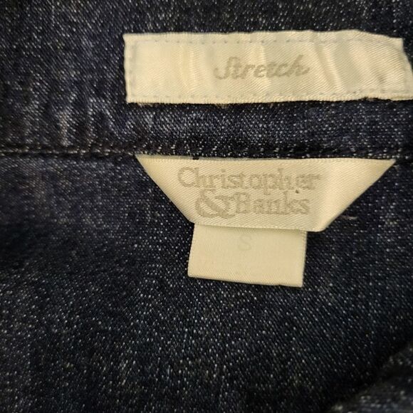 Christopher Banks jean jacket Size Small Pre-owned zipper front - Picture 3 of 6